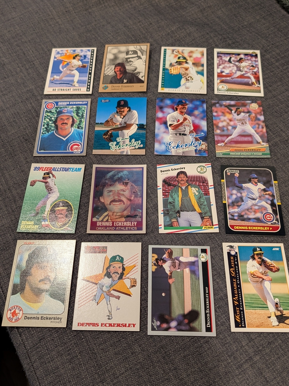 Dennis Eckersley 16 Card Baseball Lot 1983-1998 HOF A's Red Sox Cubs Cardinals